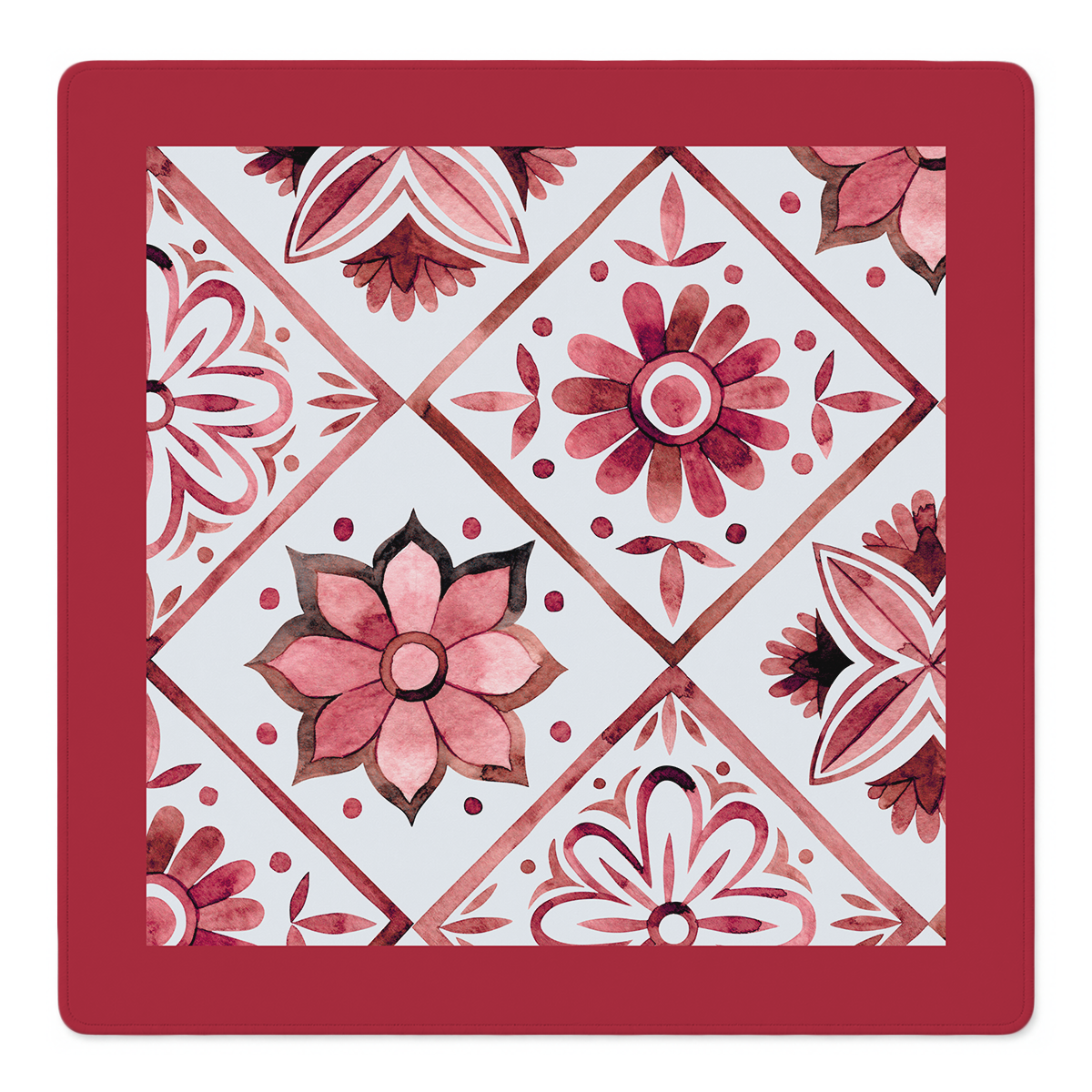 Flower Tile Power Red mahjong mat by Mahjong by SI
