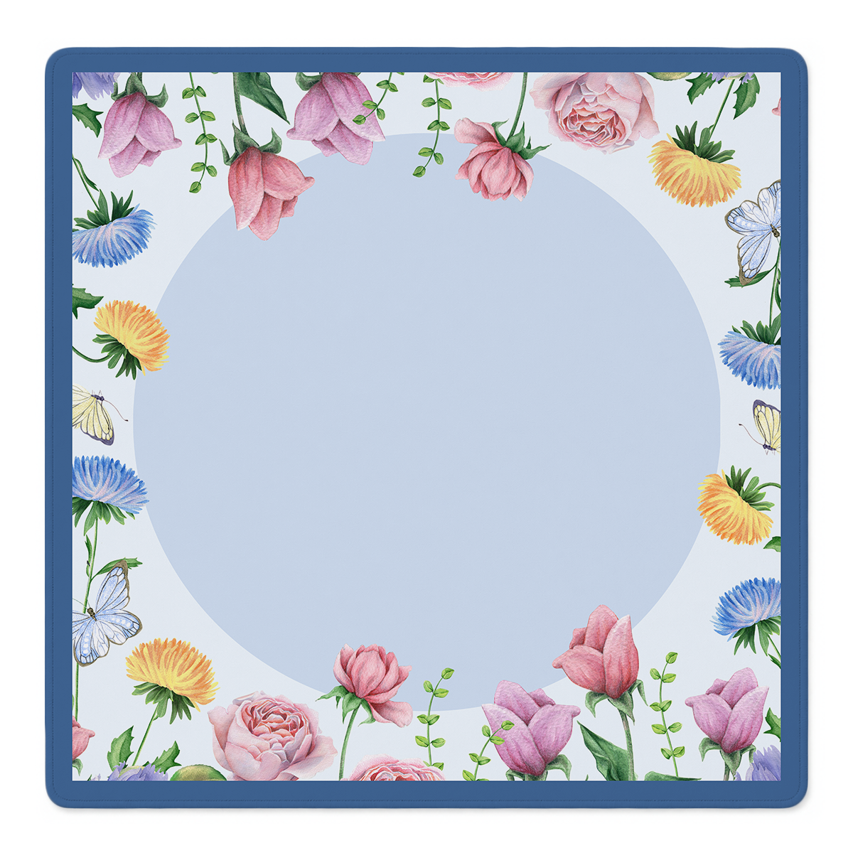 Full Bloom Blue Circle mahjong mat by Mahjong by SI