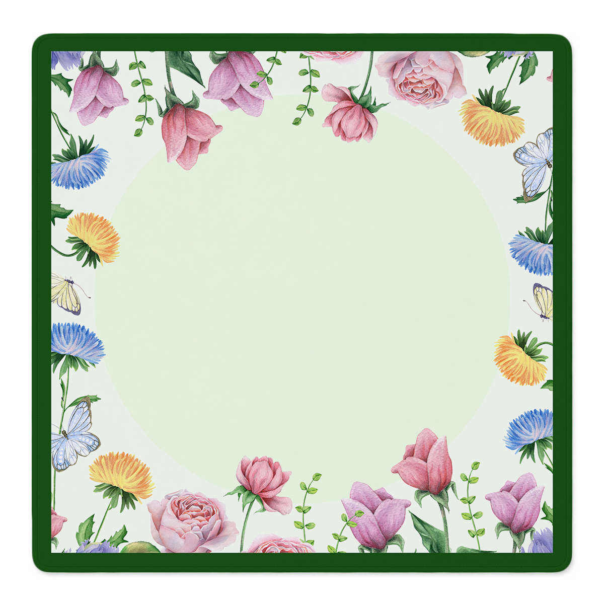 Full Bloom Green Circle mahjong mat by Mahjong by SI