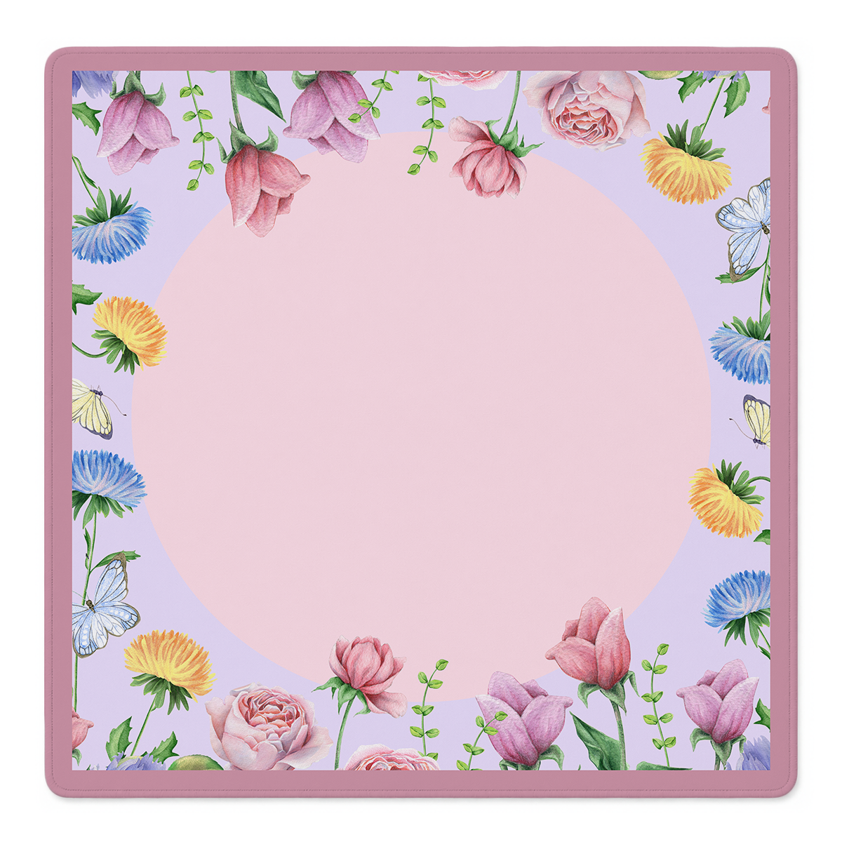 Full Bloom Pink Circle mahjong mat by Mahjong by SI