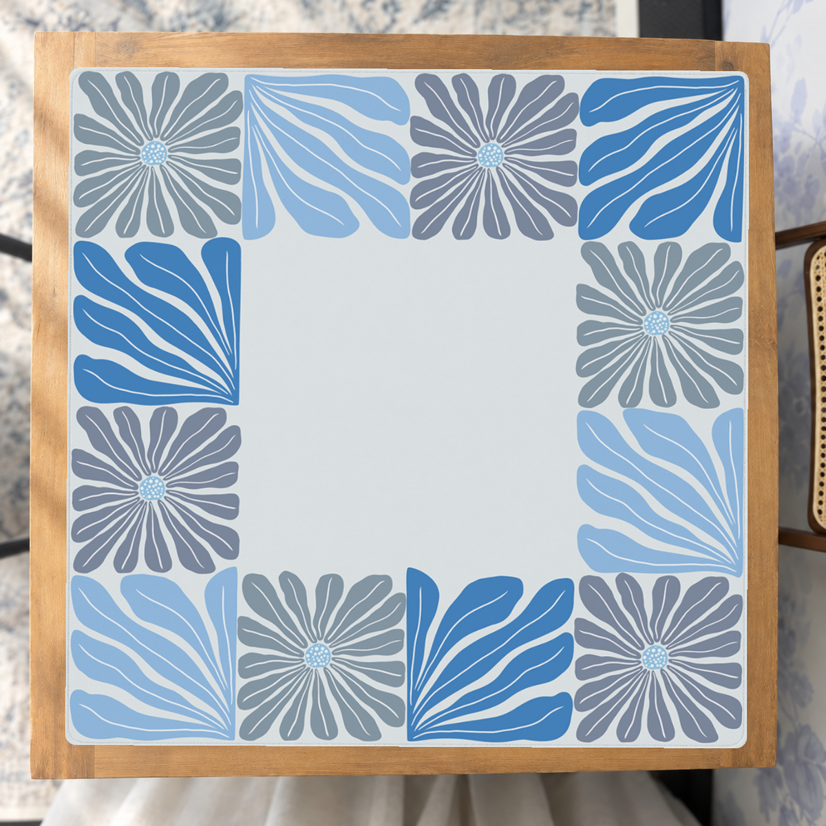 Mahjong by SI™ Garden Grid | Blue Mahjong Mat