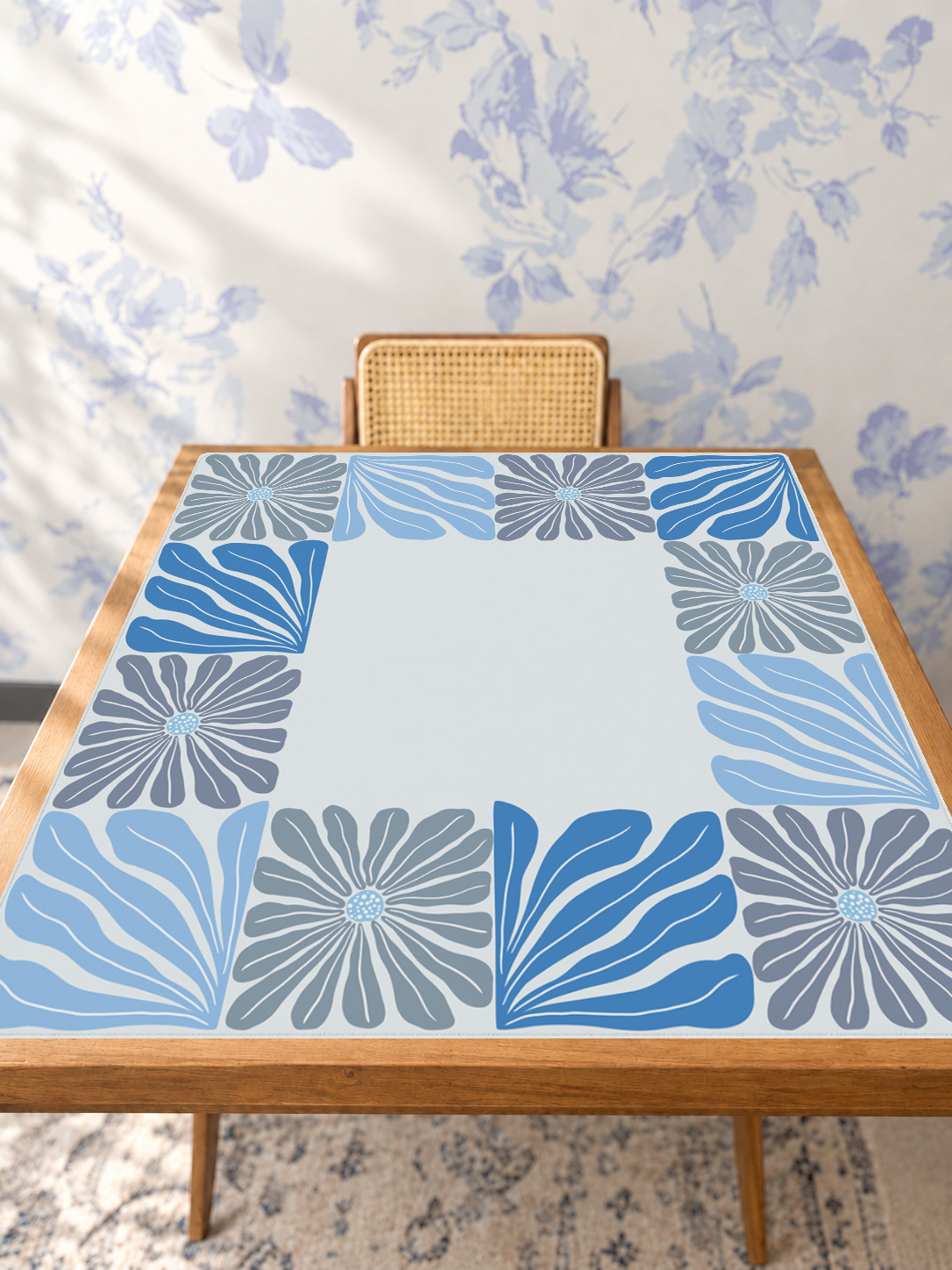 Mahjong by SI™ Garden Grid | Blue Mahjong Mat