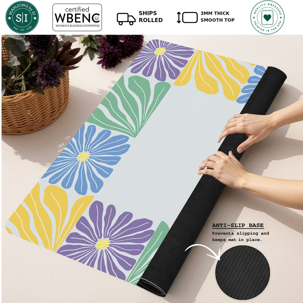 Mahjong by SI™ Garden Grid | Yellow Mahjong Mat
