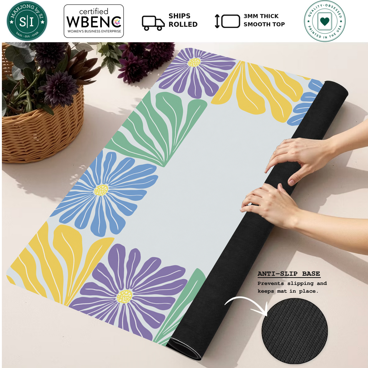 Mahjong by SI™ Garden Grid | Yellow Mahjong Mat