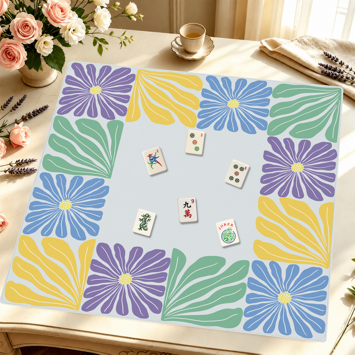 Mahjong by SI™ Garden Grid | Yellow Mahjong Mat