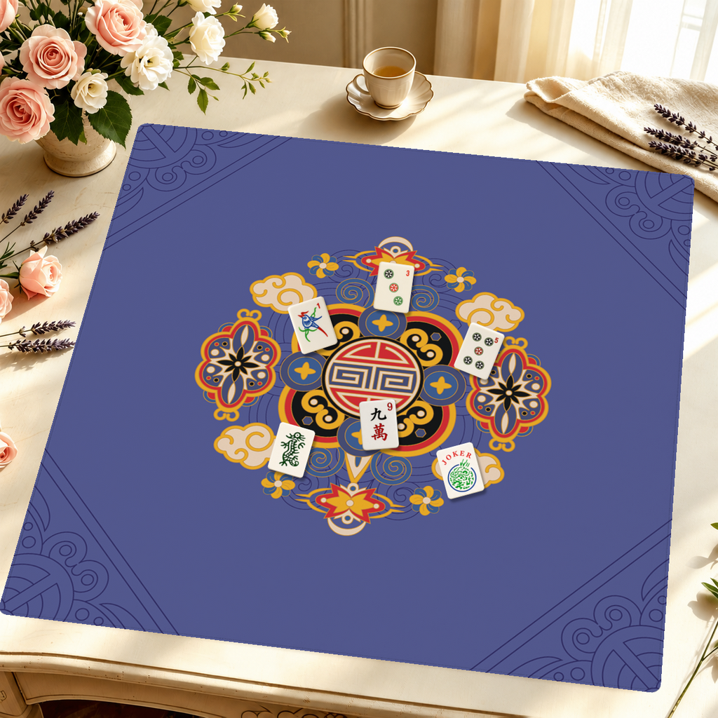 Mahjong by SI™ Gilded Opulence | Blue Mahjong Mat