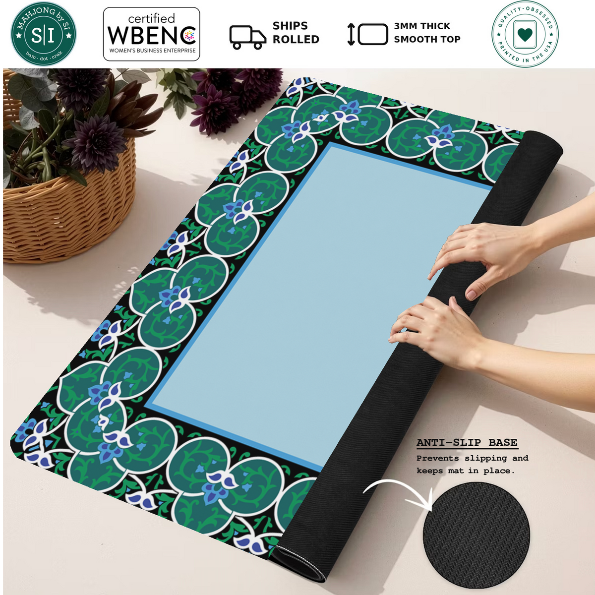 Mahjong by SI™ Indigo Garden Mahjong Mat