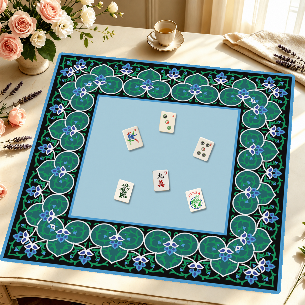 Mahjong by SI™ Indigo Garden Mahjong Mat