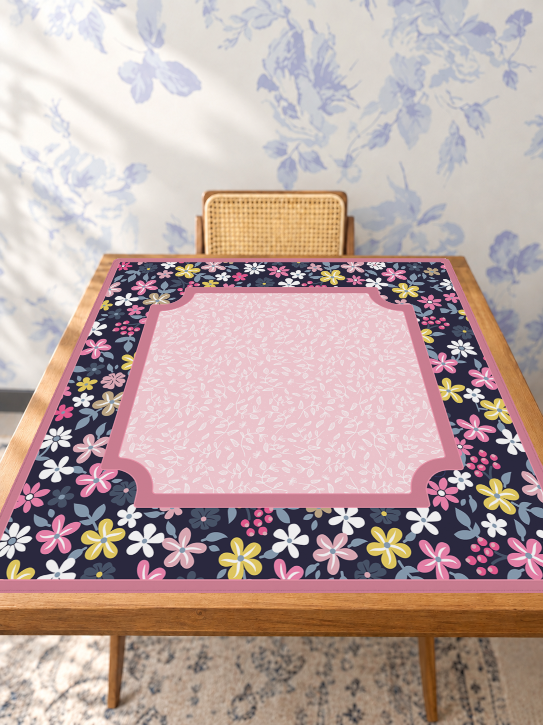 Mahjong by SI™ Midnight Meadow Muse | Pink Mahjong Mat