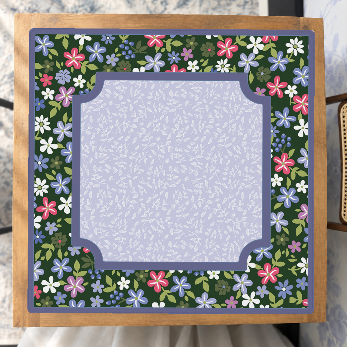 Mahjong by SI™ Midnight Meadow Muse | Green Mahjong Mat