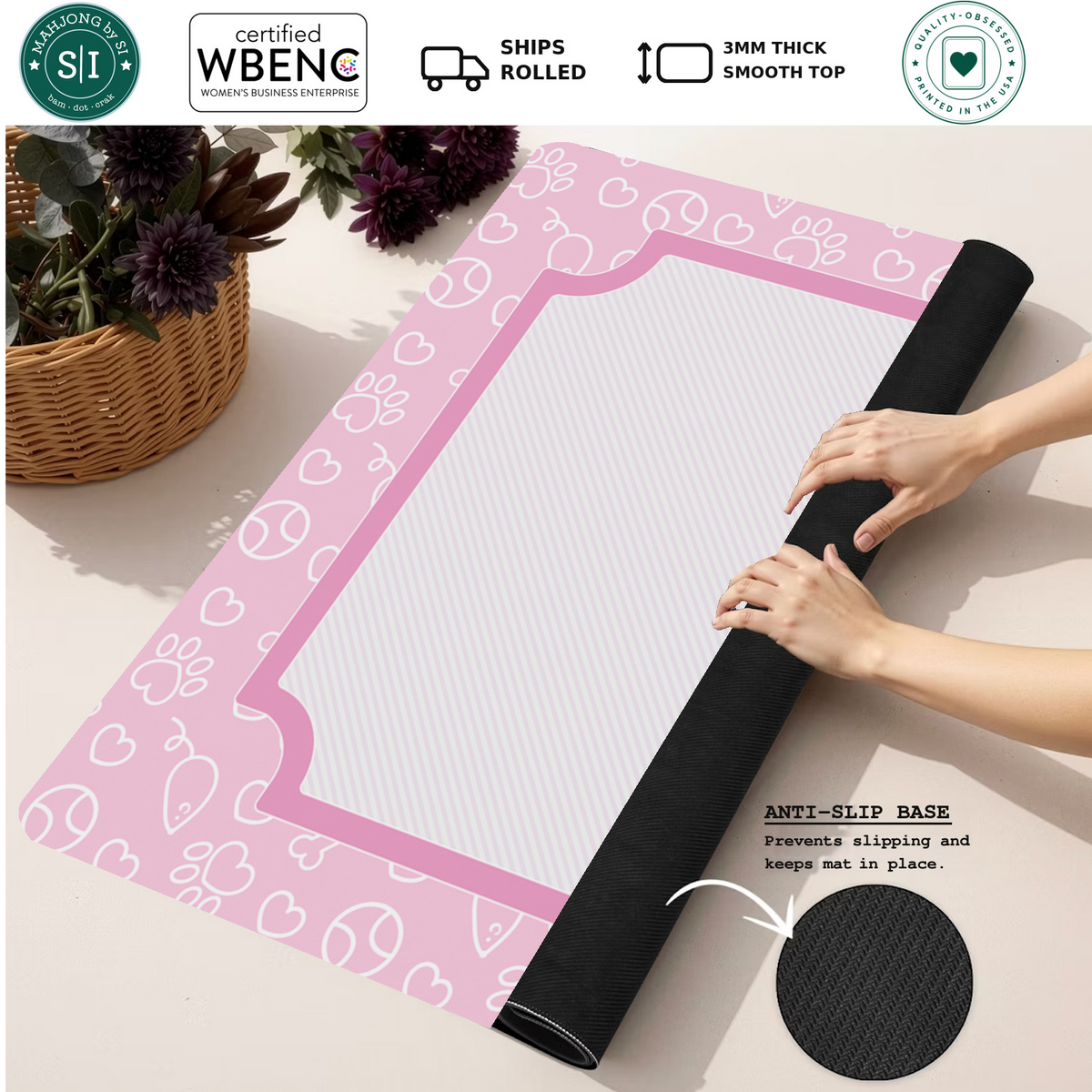 Mahjong by SI™ Paws and Reflect | Pink Mahjong Mat