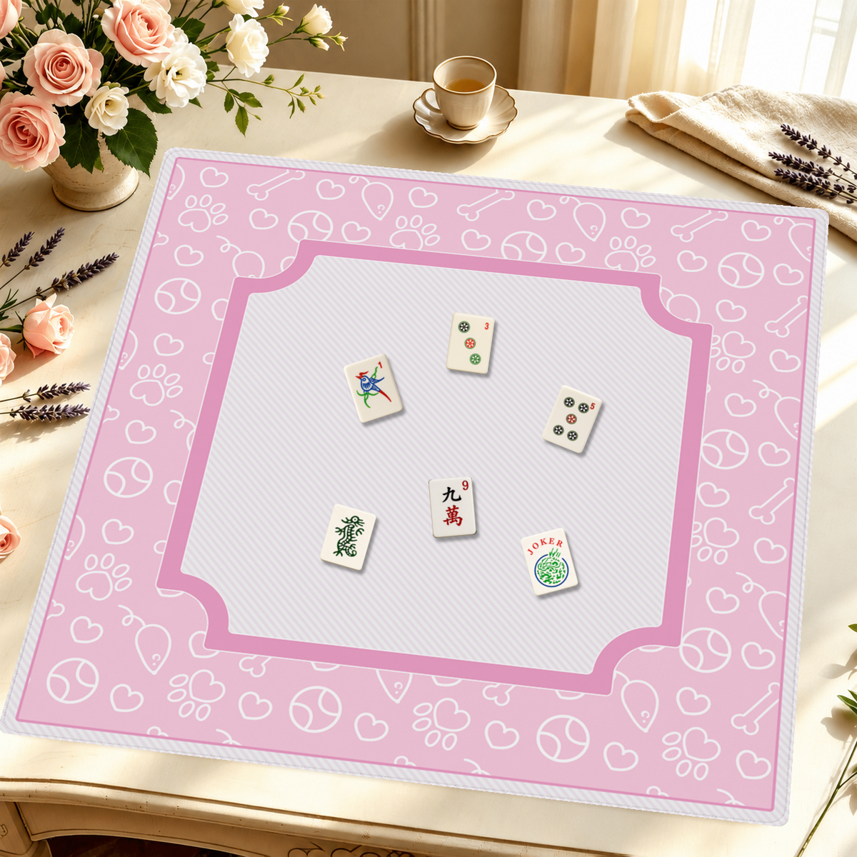 Mahjong by SI™ Paws and Reflect | Pink Mahjong Mat