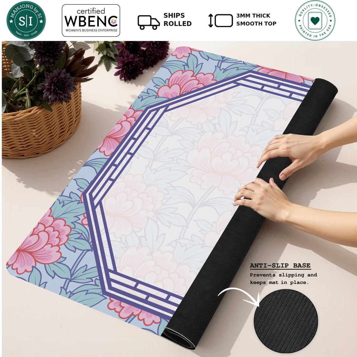 Mahjong by SI™ Peony Lattice Mahjong Mat