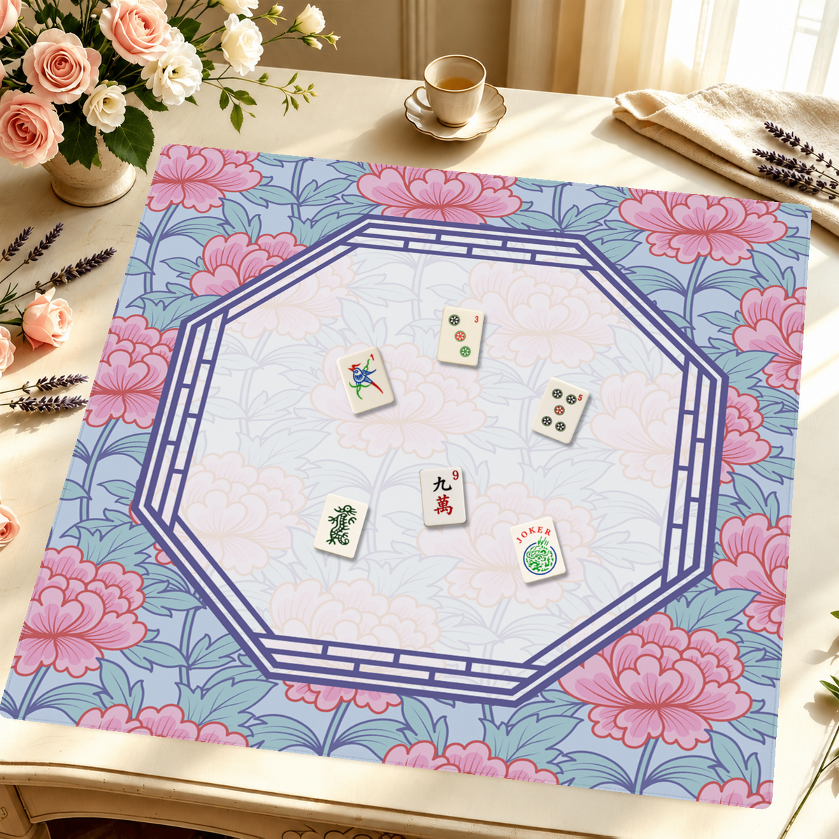 Mahjong by SI™ Peony Lattice Mahjong Mat