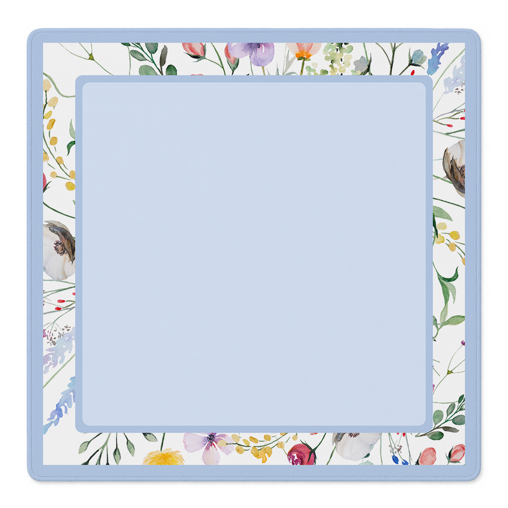 Petal Pushers Blue Border mahjong mat by Mahjong by SI