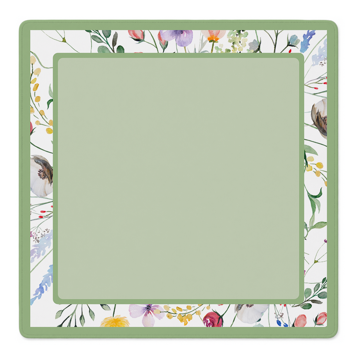 Petal Pushers Green Border mahjong mat by Mahjong by SI