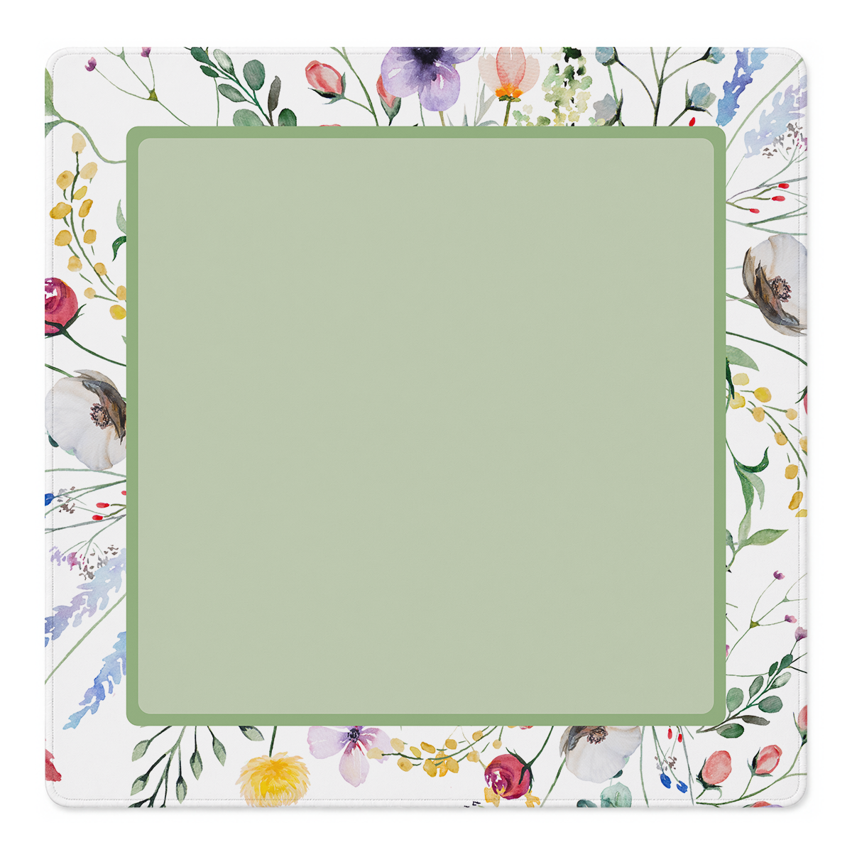 Petal Pushers Green Square mahjong mat by Mahjong by SI