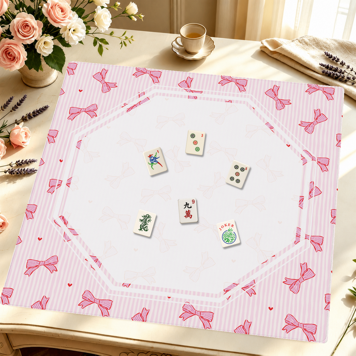 Mahjong by SI™ Pretty Pink Ribbon Mahjong Mat