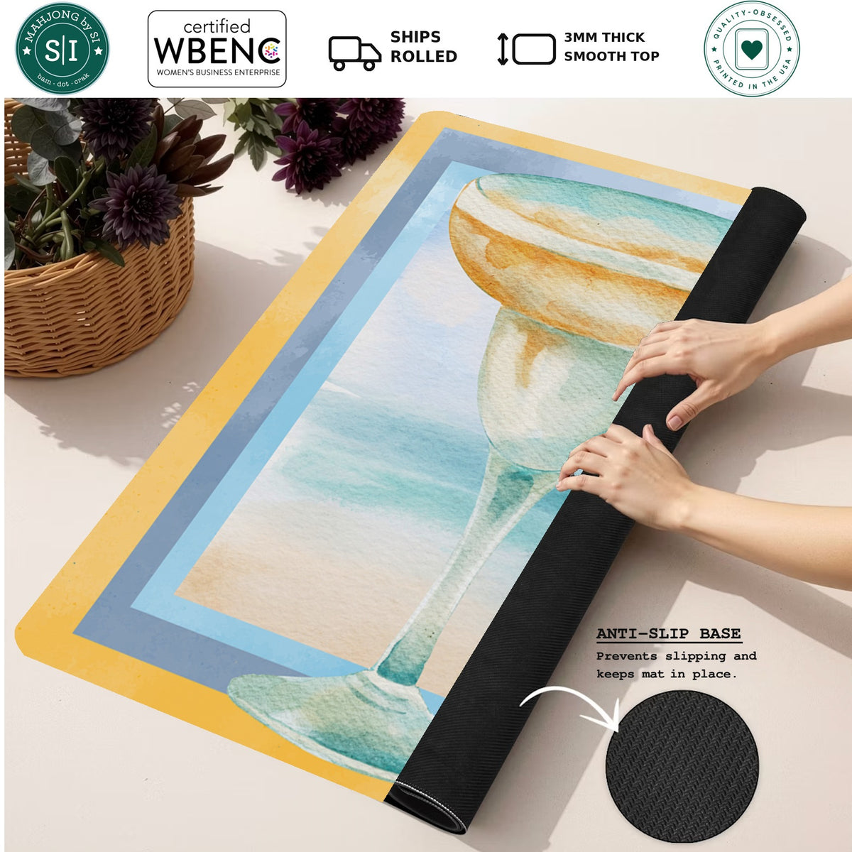 Mahjong by SI™ Margs and Mahj Mahjong Mat — Rolled Mat Feature Image [rolled-feature-square]