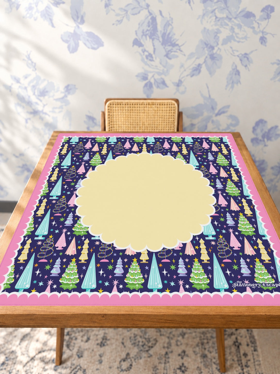 Merry & Bright Mahjong Mat — Studio Table Angle [studio-angle-square]