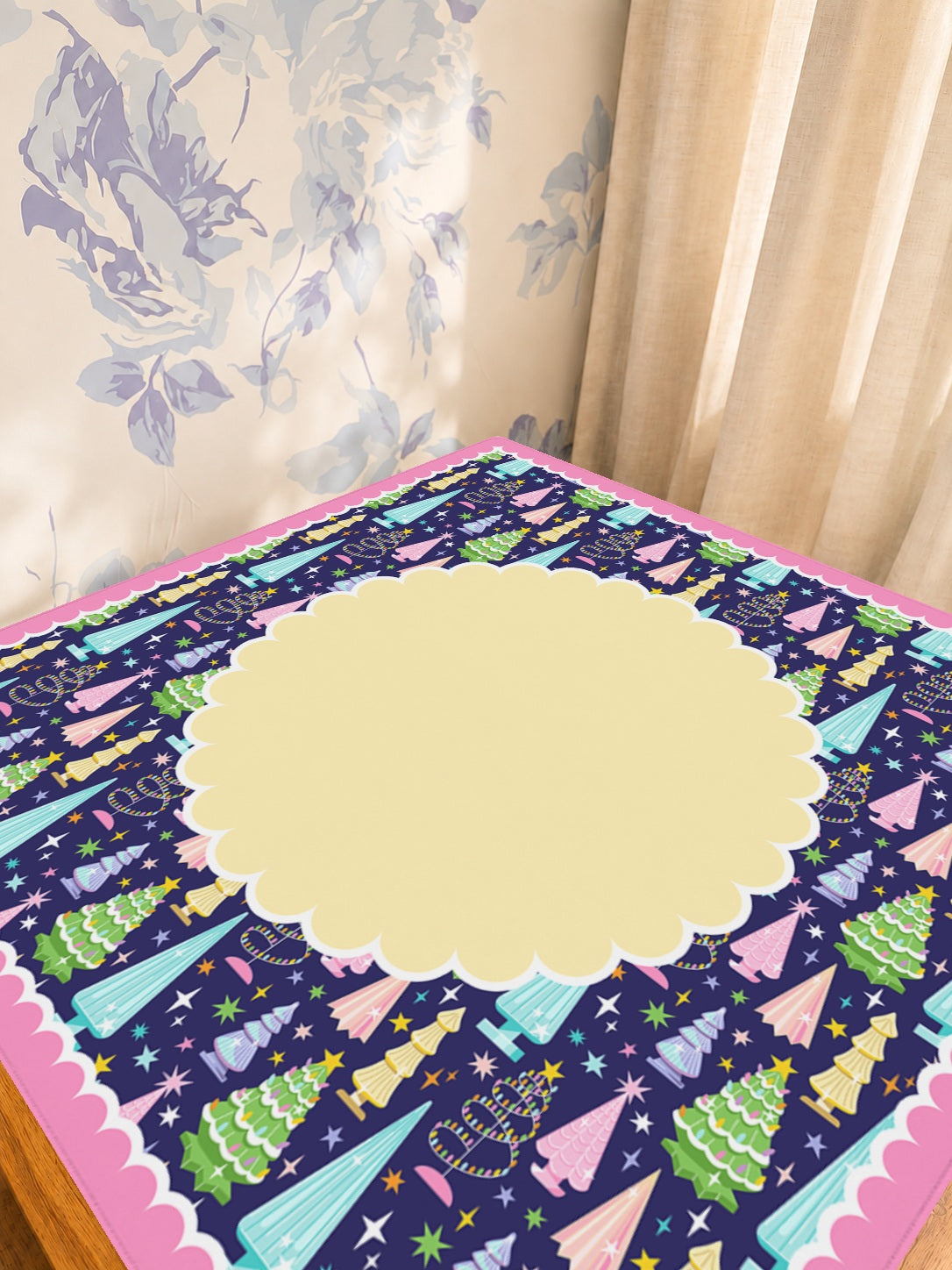 Merry & Bright Mahjong Mat — Sunlit Detail [studio-detail-square]