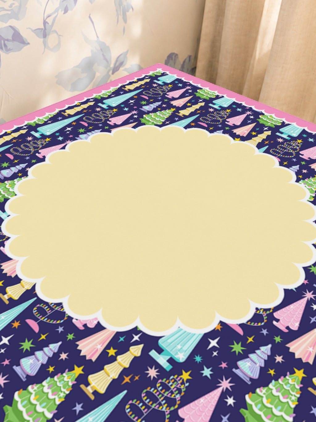 Merry & Bright Mahjong Mat — Sunlit Close-up [sunlit-closeup-square]