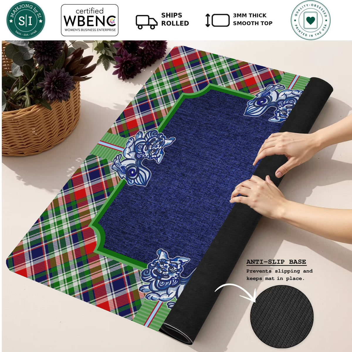 Merry Dragons Mahjong Mat — Rolled Mat Feature Image [rolled-feature-square]