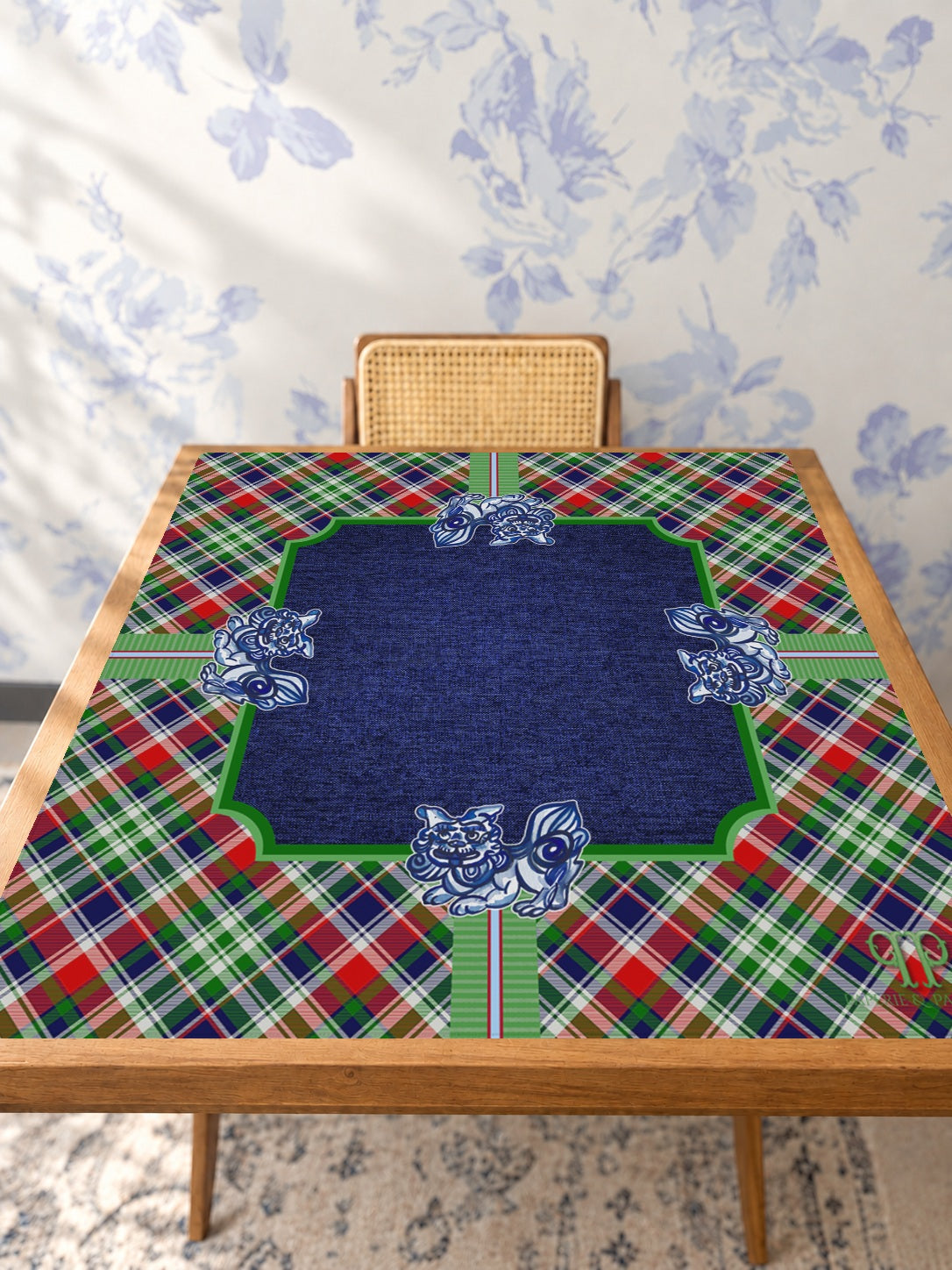 Merry Dragons Mahjong Mat — Studio Table Angle [studio-angle-square]