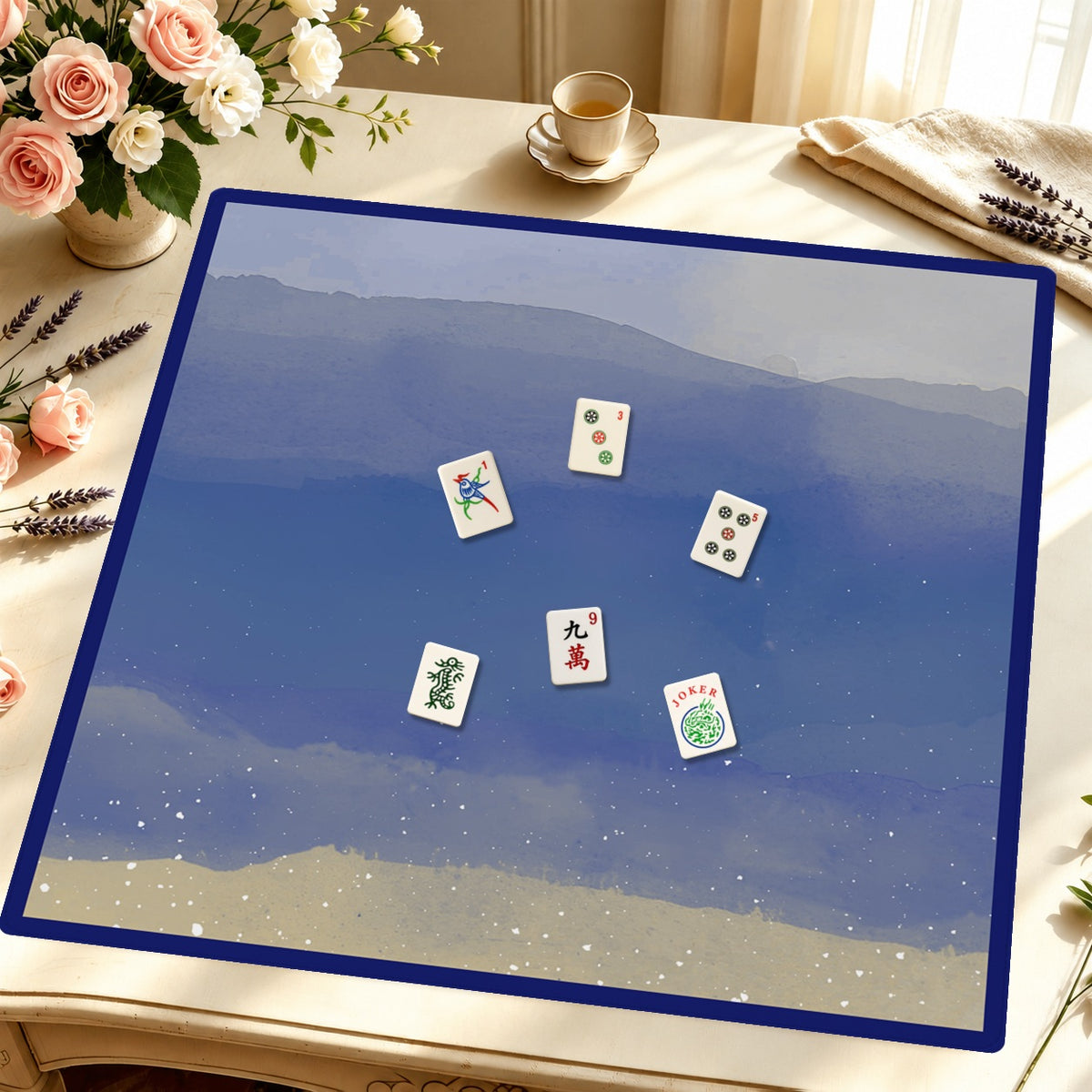 Mahjong by SI™ Midnight Mirage Mahjong Mat — Styled Tile Table [styled-tile-table-square]