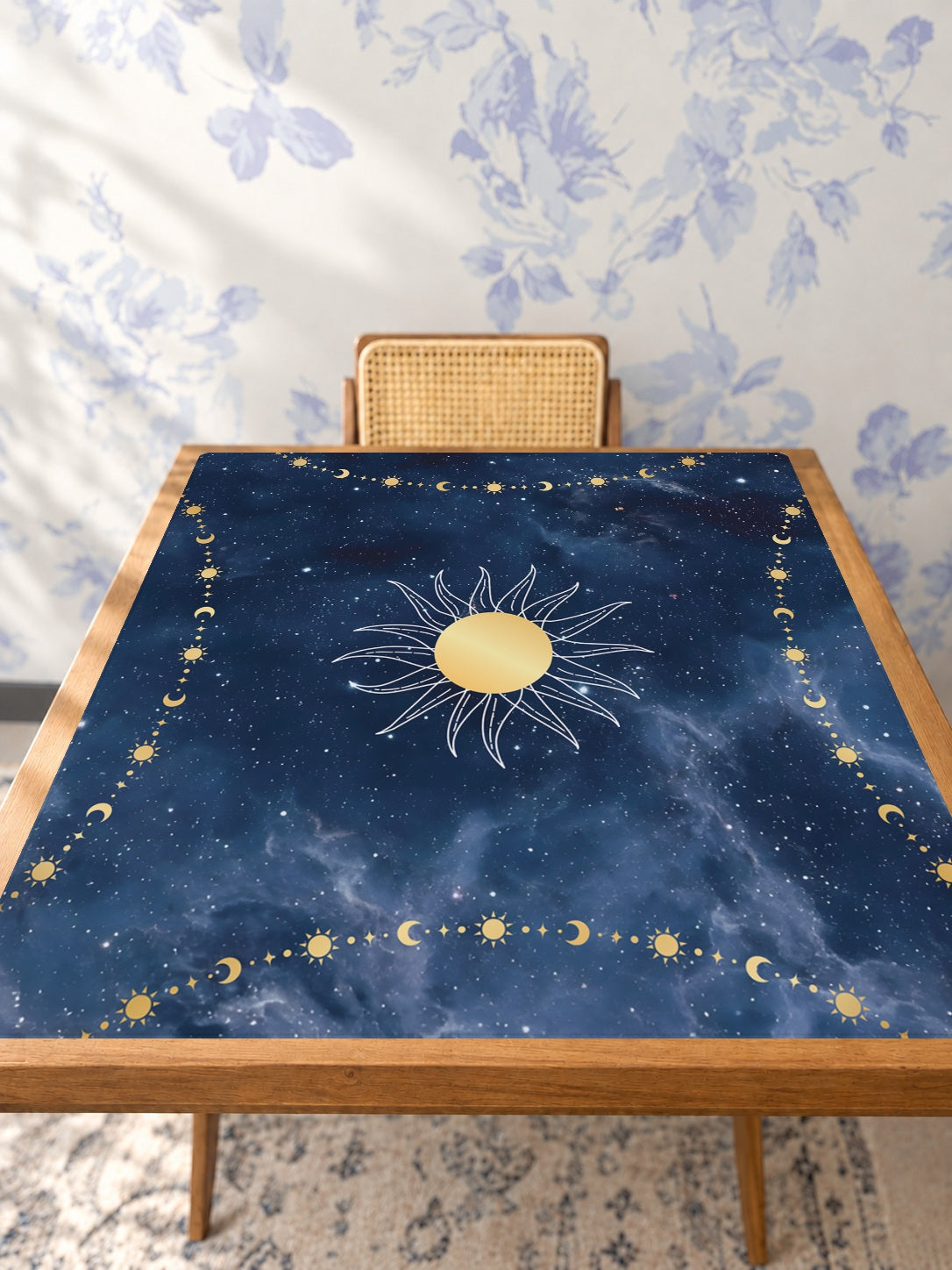 Mahjong by SI™ Midnight Solstice Mahjong Mat — Studio Table Angle [studio-angle-square]