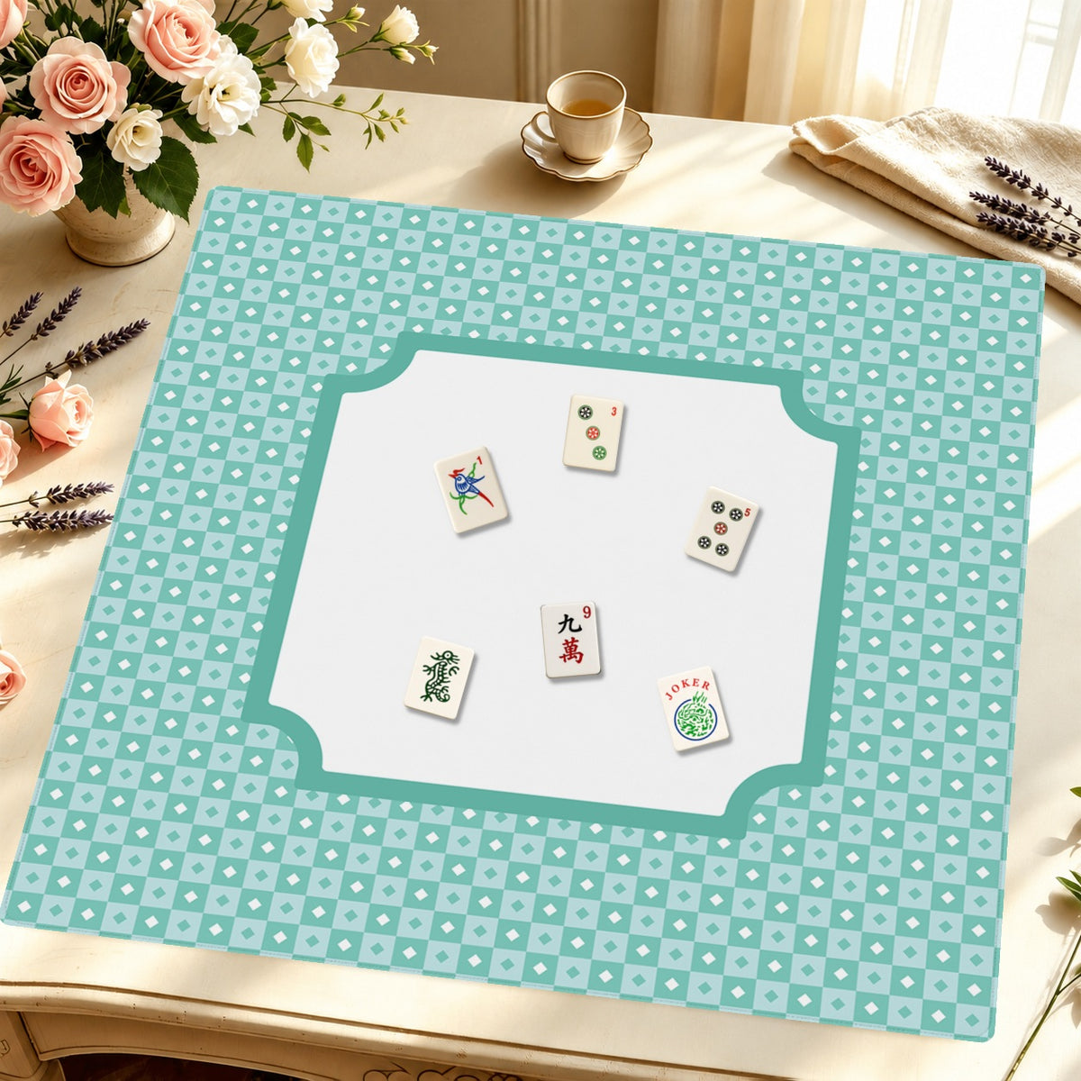 Mahjong by SI™ Mint to Be Mahjong Mat — Styled Tile Table [styled-tile-table-square]