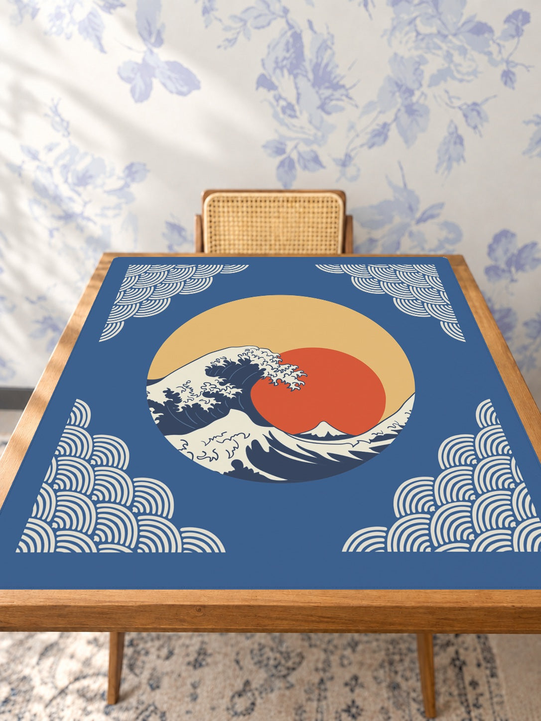 Mahjong by SI™ Misty Mornings Mahjong Mat — Studio Table Angle [studio-angle-square]