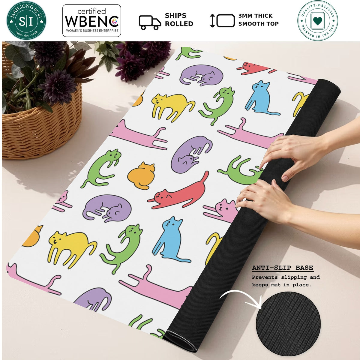Mahjong by SI™ Nine Lives Mahjong Mat — Rolled Mat Feature Image [rolled-feature-square]