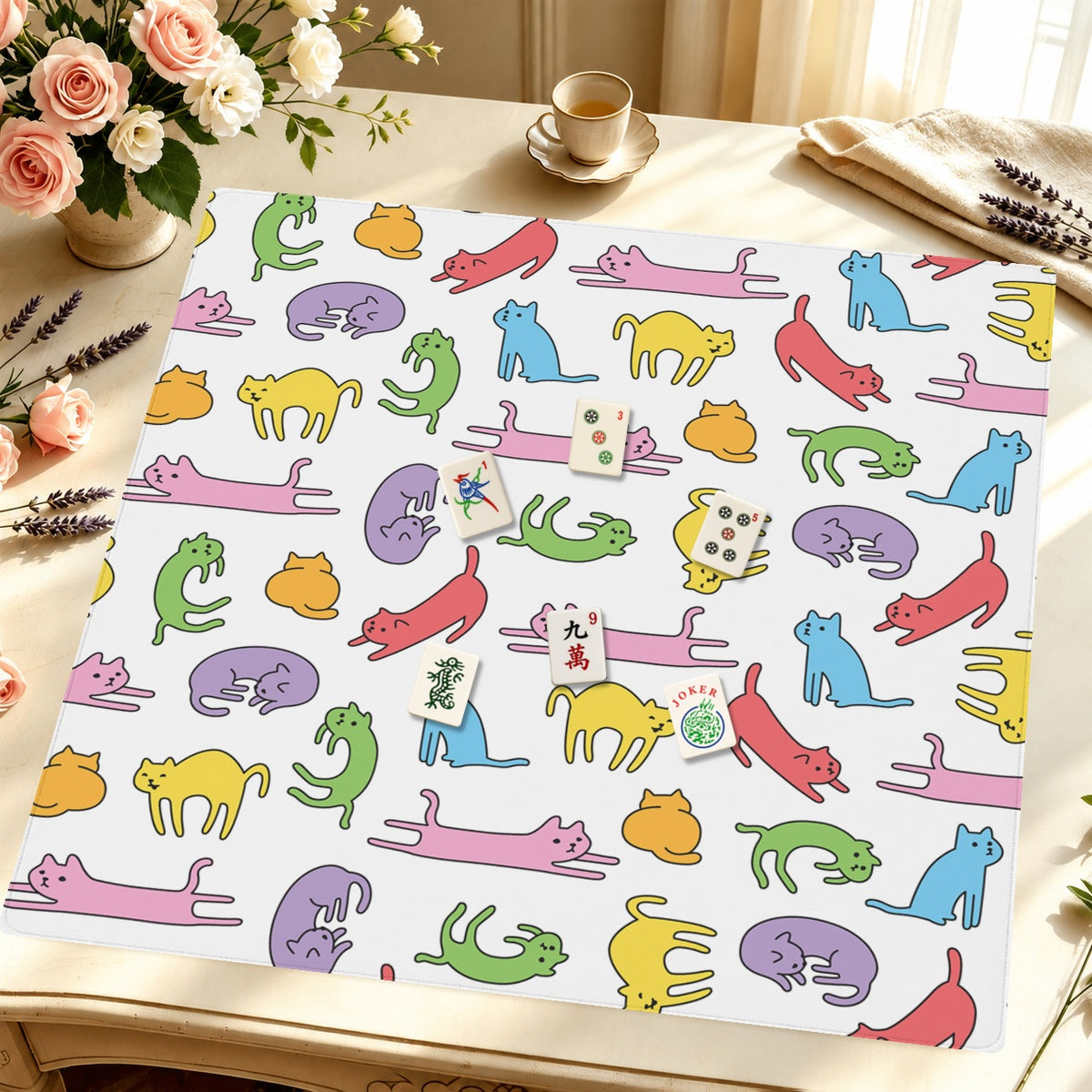 Mahjong by SI™ Nine Lives Mahjong Mat — Styled Tile Table [styled-tile-table-square]