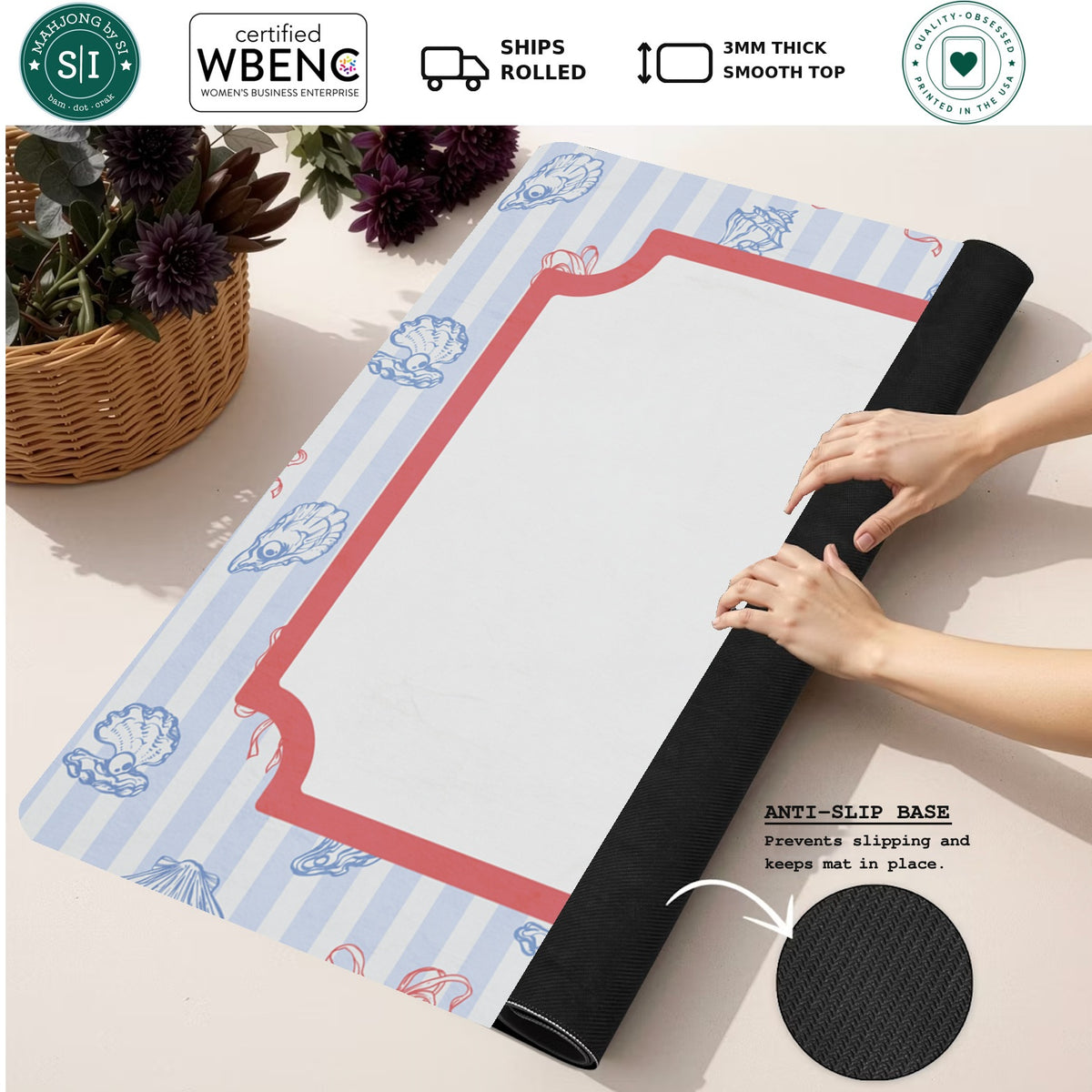 Mahjong by SI™ Ocean Relics Mahjong Mat — Rolled Mat Feature Image [rolled-feature-square]