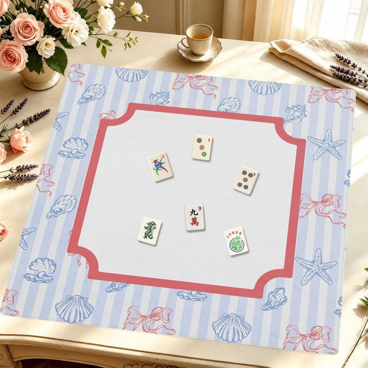 Mahjong by SI™ Ocean Relics Mahjong Mat — Styled Tile Table [styled-tile-table-square]