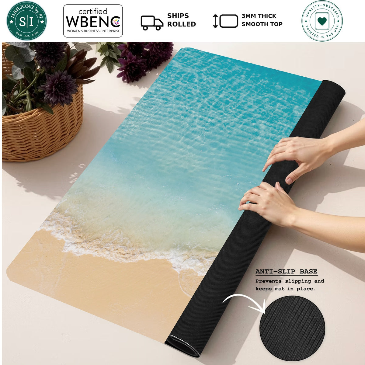 Mahjong by SI™ Ocean Veil Mahjong Mat — Rolled Mat Feature Image [rolled-feature-square]
