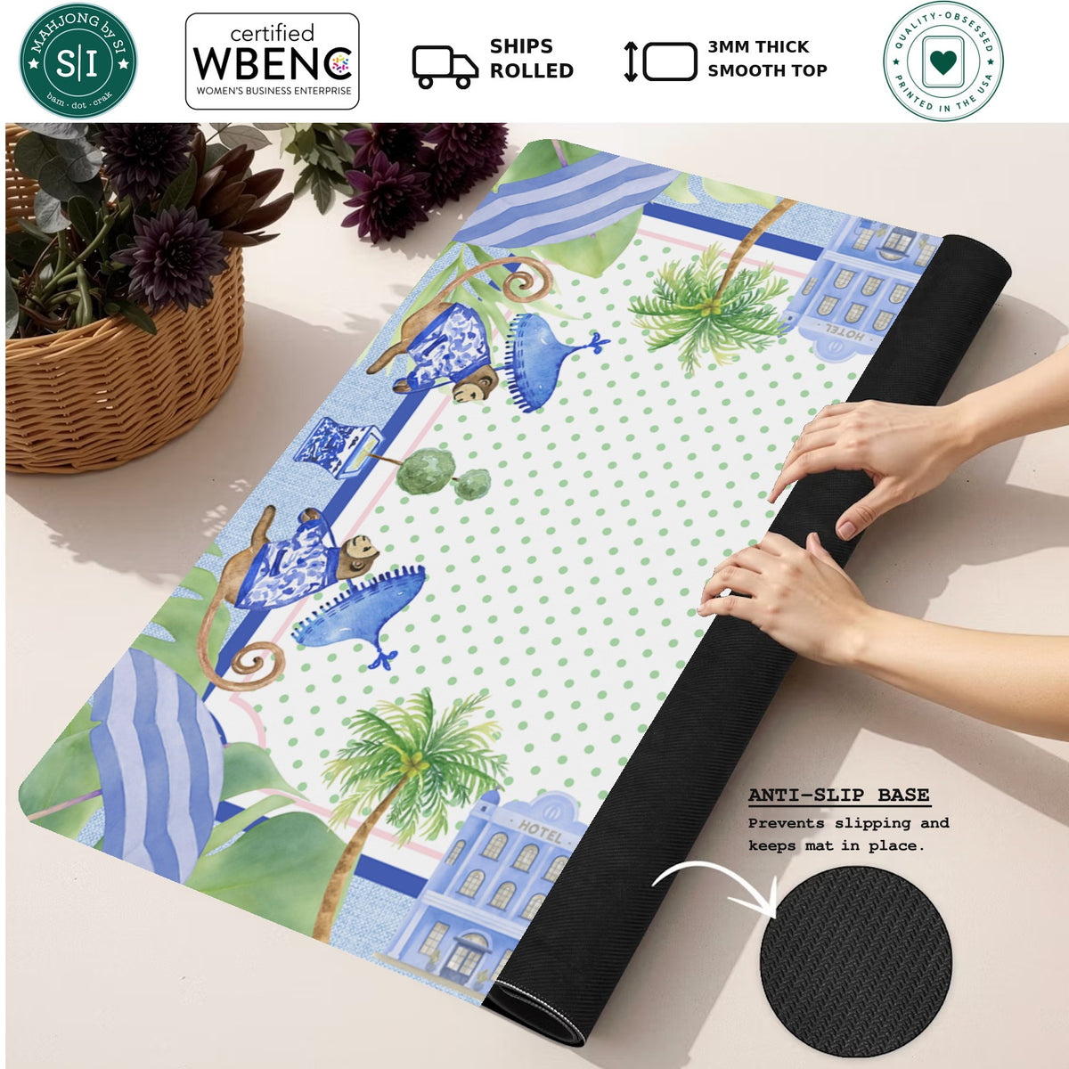 Palm Beach Escape | Blue — Rolled Mat Feature Image [rolled-feature-square]