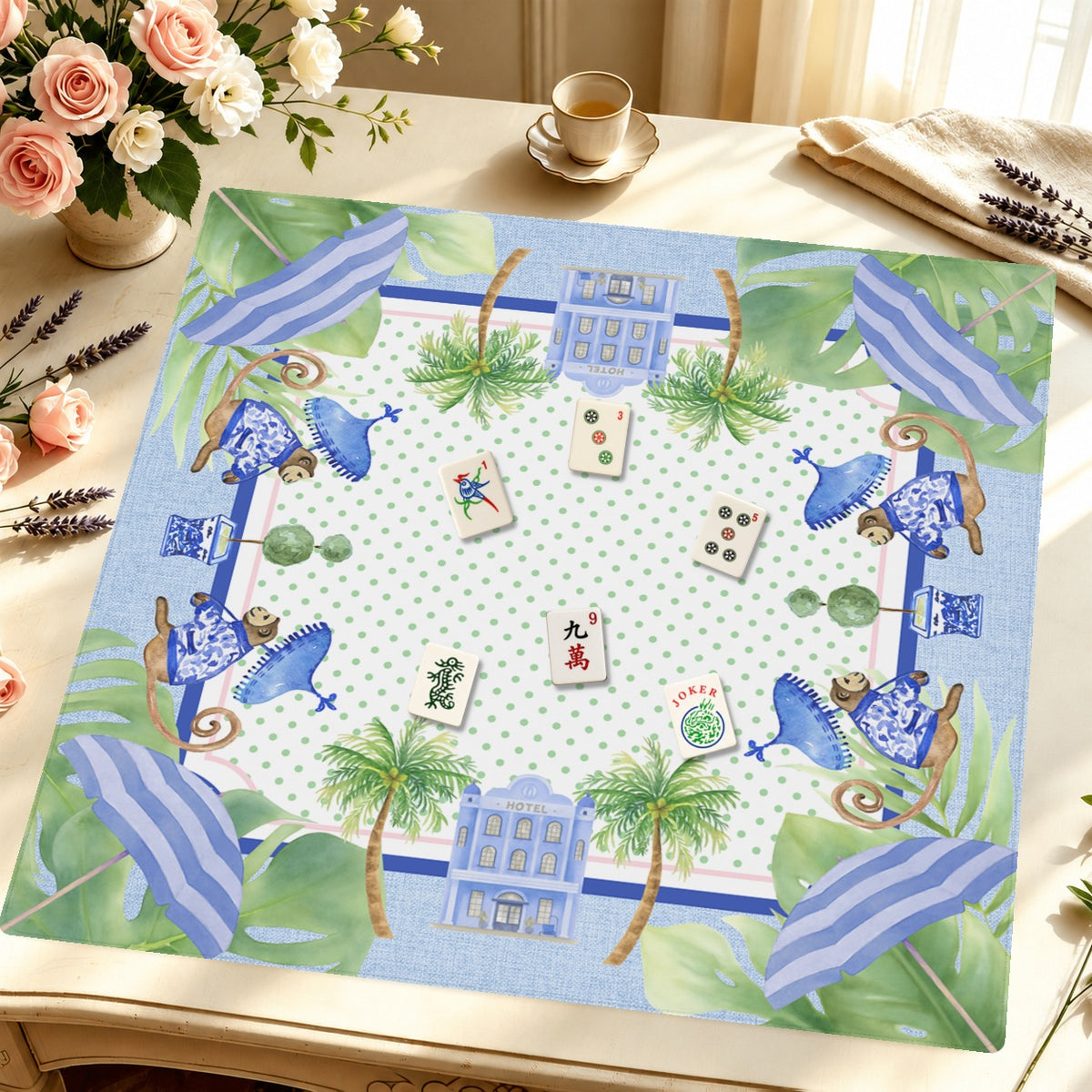 Palm Beach Escape | Blue — Styled Tile Table [styled-tile-table-square]