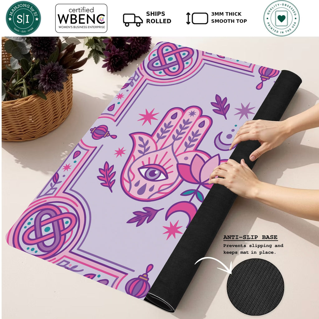 Mahjong by SI™ Palm Read My Tiles Mahjong Mat — Rolled Mat Feature Image [rolled-feature-square]