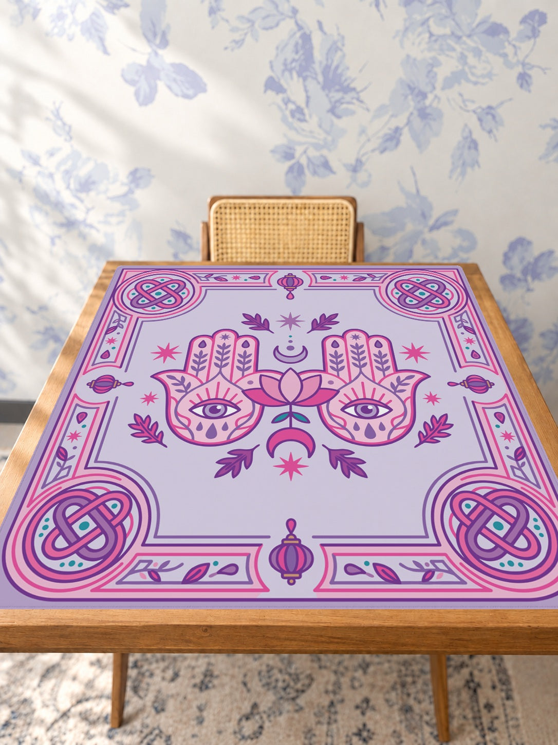 Mahjong by SI™ Palm Read My Tiles Mahjong Mat — Studio Table Angle [studio-angle-square]