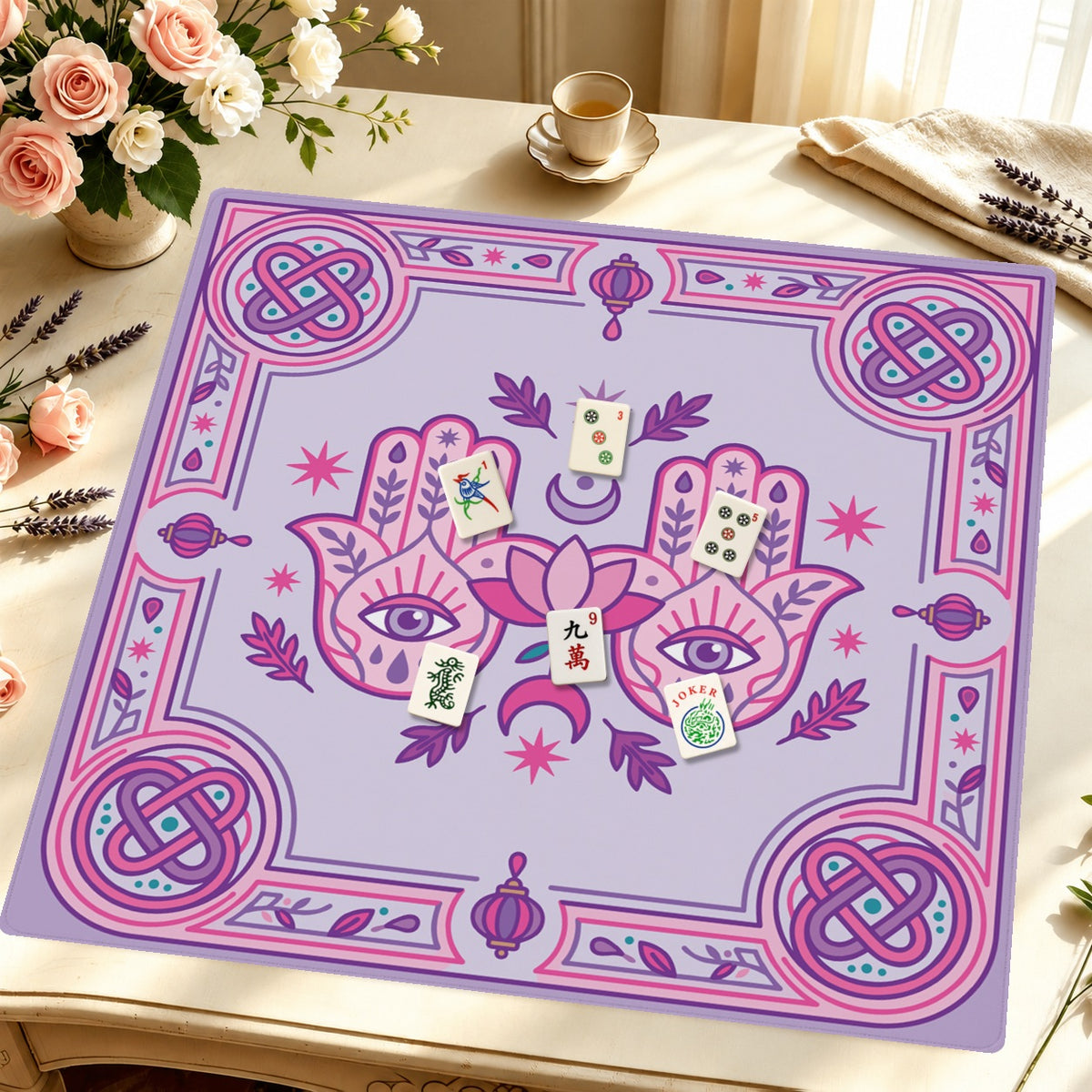 Mahjong by SI™ Palm Read My Tiles Mahjong Mat — Styled Tile Table [styled-tile-table-square]