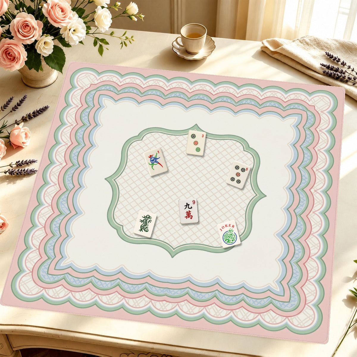 Mahjong by SI™ Pastel Perfection Mahjong Mat — Styled Tile Table [styled-tile-table-square]