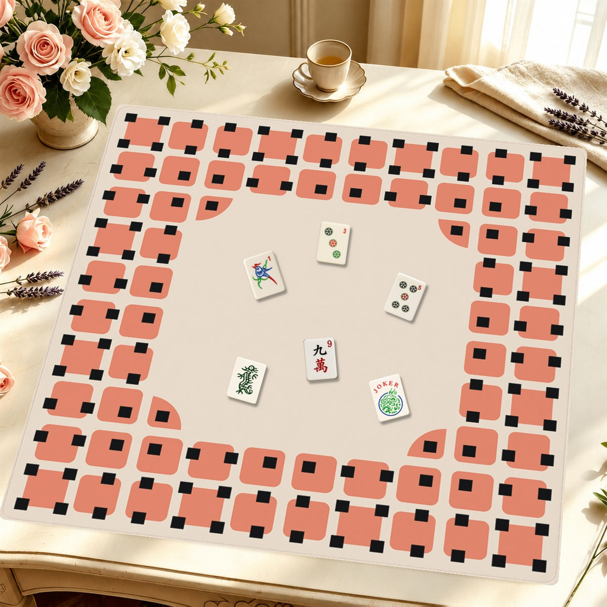 Mahjong by SI™ Peachy Keen Pixels Mahjong Mat — Styled Tile Table [styled-tile-table-square]