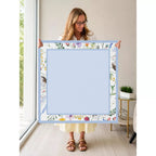 Mahjong by SI™ Petal Pushers Blue Border Mahjong Mat — Held Mat Portrait [held-mat-portrait-square]