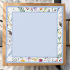 Mahjong by SI™ Petal Pushers Blue Border Mahjong Mat — Studio Overhead [studio-overhead-square]
