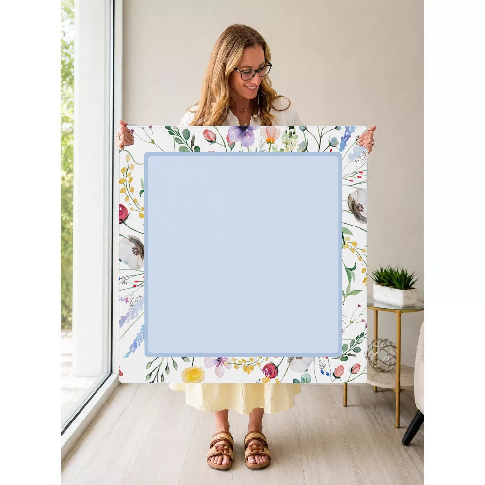 Mahjong by SI™ Petal Pushers Blue Square Mahjong Mat — Held Mat Portrait [held-mat-portrait-square]