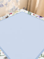Mahjong by SI™ Petal Pushers Blue Square Mahjong Mat — Sunlit Close-up [sunlit-closeup-square]