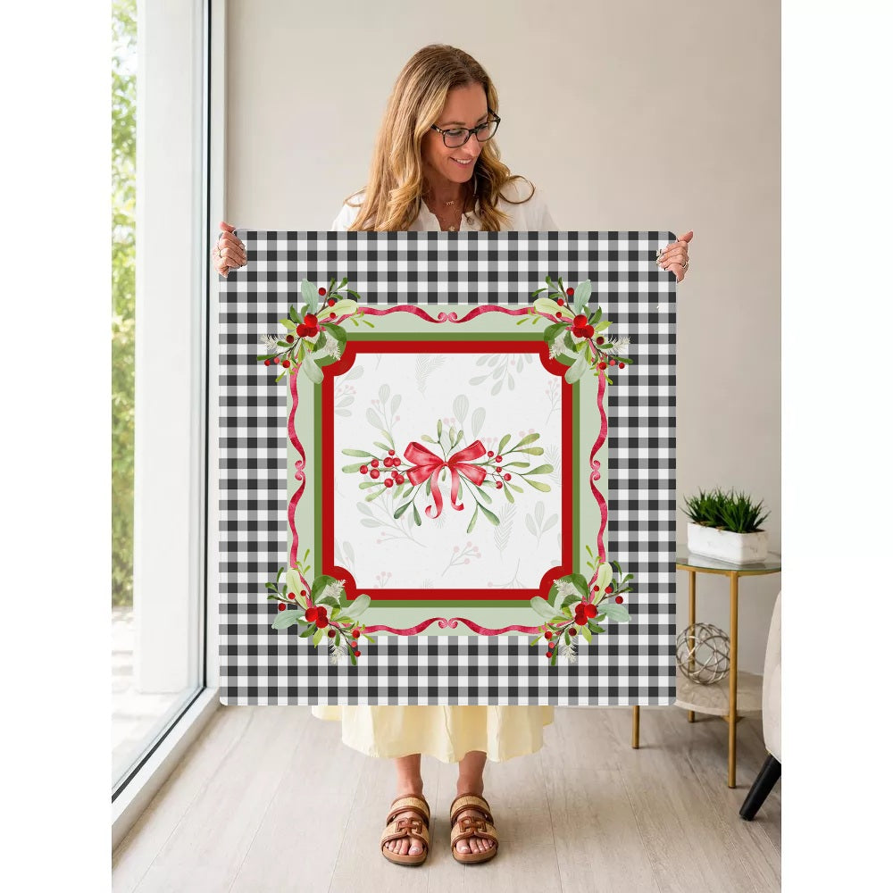 Mahjong by SI™ Plaid Tidings Mahjong Mat — Held Mat Portrait [held-mat-portrait-square]