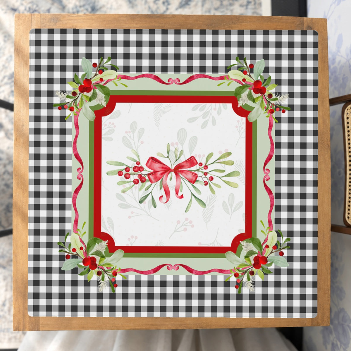 Mahjong by SI™ Plaid Tidings Mahjong Mat — Studio Overhead [studio-overhead-square]